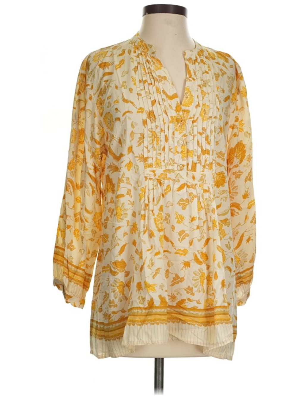 Natalie Martin Yellow Gold Floral Rayon Top Size Small